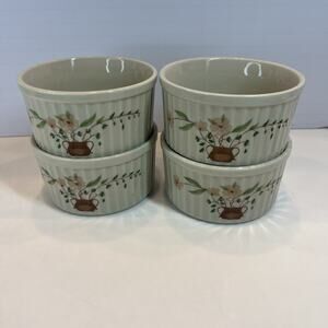 4 VTG Countryside Stoneware Collection Ramekins 4” 1980 French Country Cottage